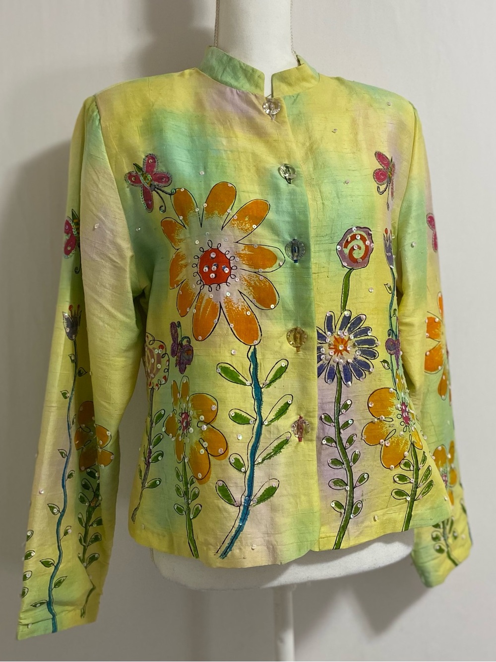 Floral Blazer in Yellow-Green